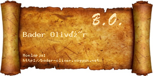 Bader Olivér névjegykártya